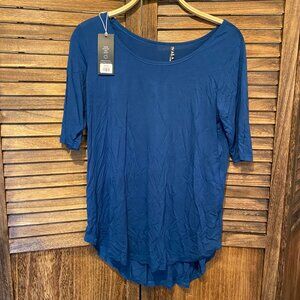 Yala Sandy Relaxed Fit Scoop Neck Short Sleeve Bamboo Top Lapis